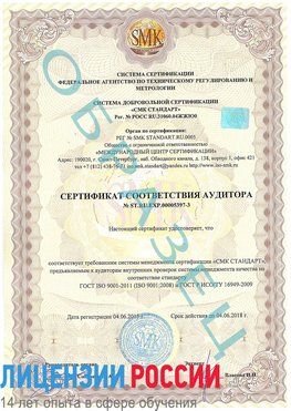 Образец сертификата соответствия аудитора №ST.RU.EXP.00005397-3 Черемхово Сертификат ISO/TS 16949